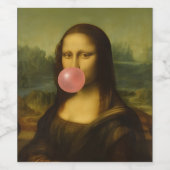 Mona Lisa blaast roze bubbelkauwgom Wijn Etiket (Enkel label)