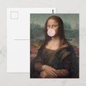 Mona Lisa Blaast Roze Bubble Gum Briefkaart (Voorkant / Achterkant)