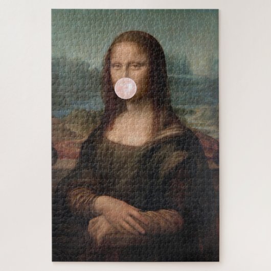 Mona Lisa Blaast Roze Bubble Gum Legpuzzel (Verticaal)