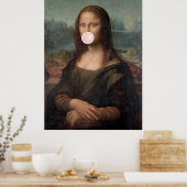 Mona Lisa Blaast Roze Bubble Gum  Poster (Keuken)