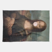 Mona Lisa Blaast Roze Kauwgom Bubbel Theedoek (Horizontaal)