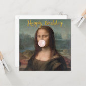Mona Lisa Blaast Roze Kauwgom Kaart (Voorkant / Achterkant in situ)