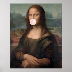 Mona Lisa Blaast Roze Kauwgom Poster