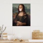 Mona Lisa Blaast Roze Kauwgom Poster (Keuken)