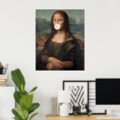 Mona Lisa Blaast Roze Kauwgom Poster (Thuiskantoor)