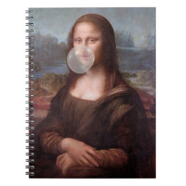 Mona Lisa blazen een grijze kauwgom Notitieboek