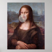 Mona Lisa blazen een grijze kauwgom Poster (Voorkant)