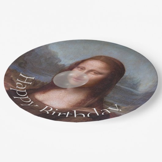 Mona Lisa blazen gom Gelukkige verjaardag Papieren Bordje (Gekanteld)