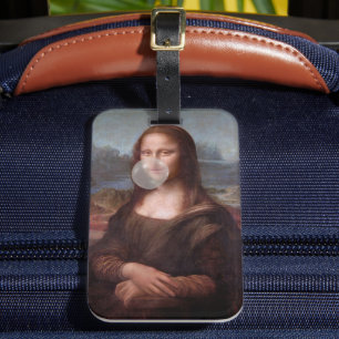 Mona Lisa blazen grijze kauwgom Bagagelabel