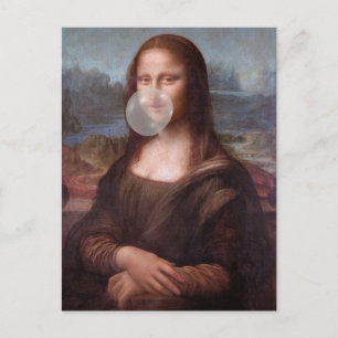 Mona Lisa blazen grijze kauwgom Briefkaart