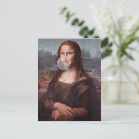Mona Lisa blazen grijze kauwgom Briefkaart (Staand voorkant)