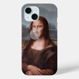Mona Lisa blazen grijze kauwgom iPhone 15 Case