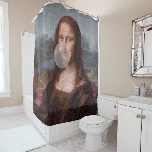 Mona Lisa blazen grijze kauwgom Douchegordijn (In situ)