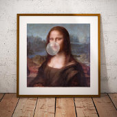 Mona Lisa blazen grijze kauwgom Perfect Poster