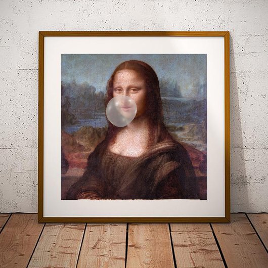 Mona Lisa blazen grijze kauwgom Perfect Poster