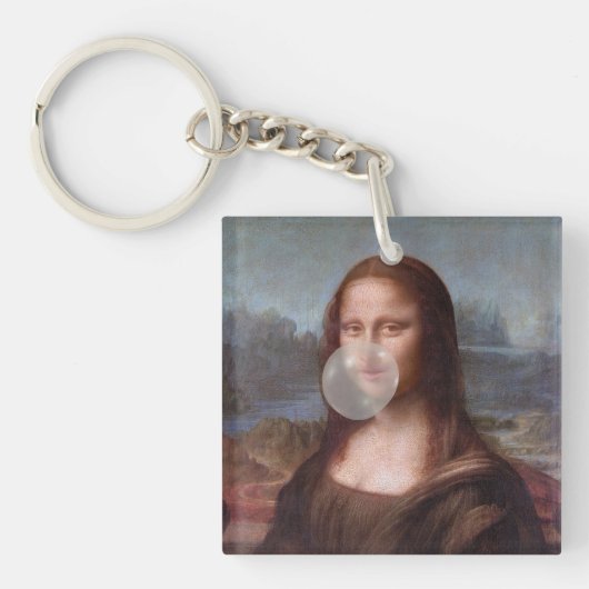 Mona Lisa blazen grijze kauwgom Sleutelhanger (voorkant)