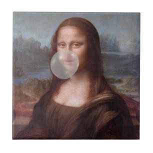 Mona Lisa blazen grijze kauwgom Tegeltje