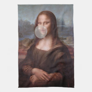 Mona Lisa blazen grijze kauwgom Theedoek