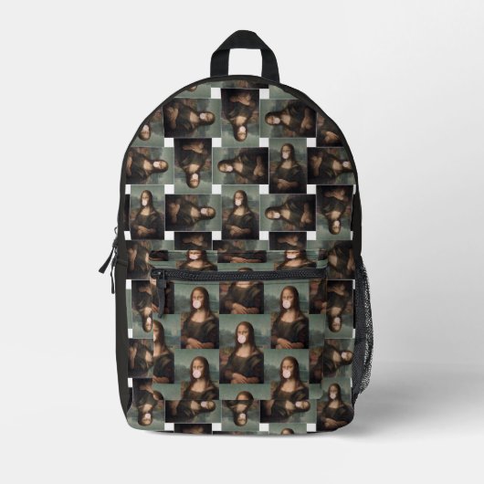 Mona Lisa blazen roze kauwgom Bedrukte Rugzak (Voorkant)