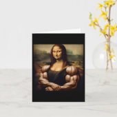 Mona Lisa Bodybuilding Grappig Cadeau 1 Kaart (Gele Bloem)