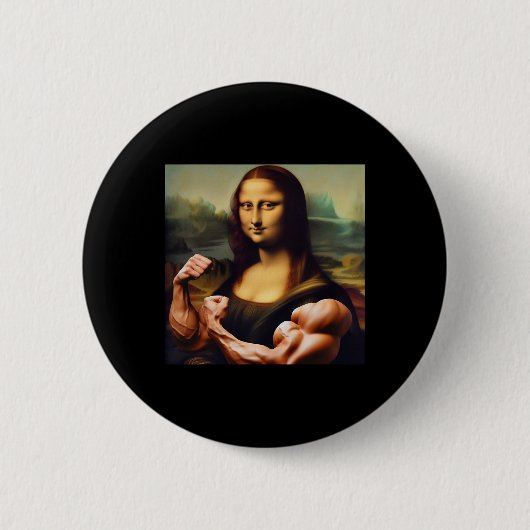 Mona Lisa Bodybuilding Grappig Cadeau 3 Ronde Button 5,7 Cm (Voorkant)