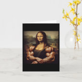 Mona Lisa Bodybuilding Grappig Cadeau 4 Kaart (Gele Bloem)