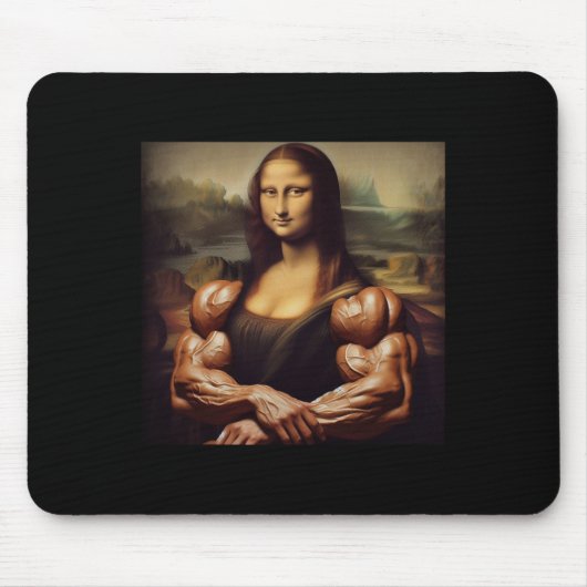 Mona Lisa Bodybuilding Grappig Cadeau 4 Muismat (Voorkant)