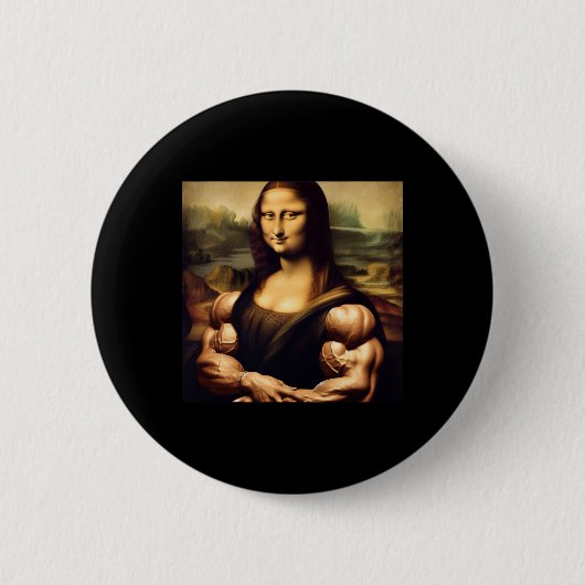 Mona Lisa Bodybuilding Grappig Cadeau Ronde Button 5,7 Cm (Voorkant)