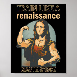 Mona Lisa Bodybuilding Muscle Gym Gewichtheffen Wo Poster