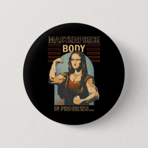 Mona Lisa Bodybuilding Muscle Gym Gewichtheffen Wo Ronde Button 5,7 Cm