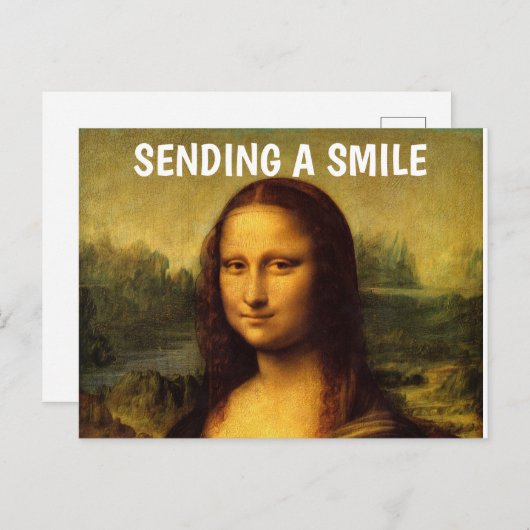 MONA LISA BRIEFKAART DAT EEN KLEIN VERZENDT (Voorkant / Achterkant)