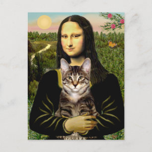 Mona Lisa - Bruin Tabby Tiger cat Briefkaart