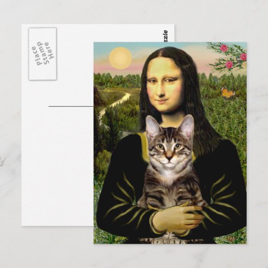 Mona Lisa - Bruine Tabby Tijger kat Briefkaart (Voorkant / Achterkant)