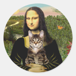 Mona Lisa - Bruine Tabby Tijger kat Ronde Sticker