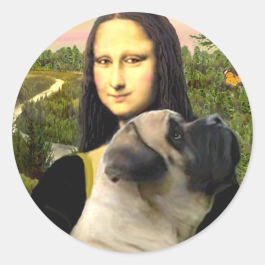 Mona Lisa - Bull Mastiff #1 Ronde Sticker (Voorkant)