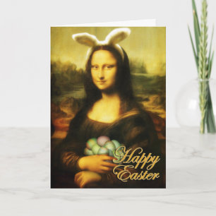 Mona Lisa Bunny Ears Easter Feestdagen Kaart