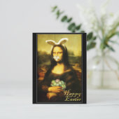 Mona Lisa Bunny Ears Easter Feestdagenkaart (Staand voorkant)