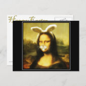 Mona Lisa Bunny Ears Easter Feestdagenkaart (Voorkant / Achterkant)