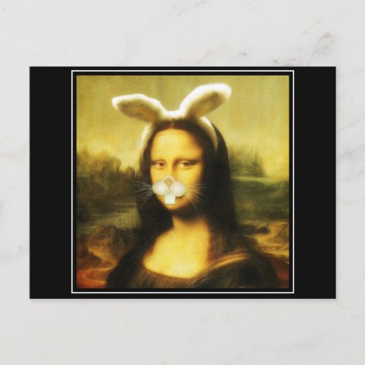 Mona Lisa Bunny Ears Easter Feestdagenkaart (Voorkant)