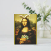 Mona Lisa Bunny Ears Easter Feestdagenkaart (Staand voorkant)