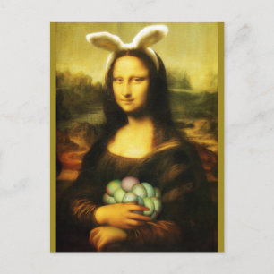 Mona Lisa Bunny Ears Easter Feestdagenkaart