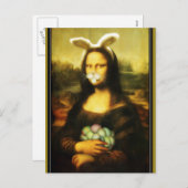 Mona Lisa Bunny Ears Easter Feestdagenkaart (Voorkant / Achterkant)