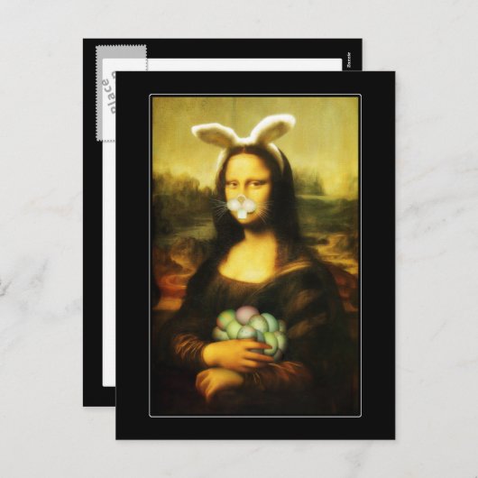 Mona Lisa Bunny Ears Easter Feestdagenkaart (Voorkant / Achterkant)