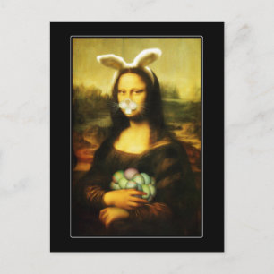 Mona Lisa Bunny Ears Easter Feestdagenkaart