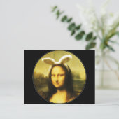 Mona Lisa Bunny Ears Easter Feestdagenkaart (Staand voorkant)