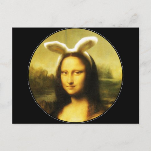 Mona Lisa Bunny Ears Easter Feestdagenkaart (Voorkant)