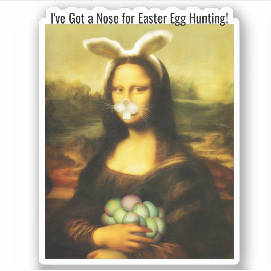 Mona Lisa Bunny Ears Easter Sticker (Voorkant)