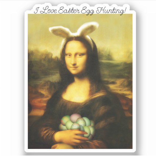 Mona Lisa Bunny Ears Easter Sticker (Voorkant)