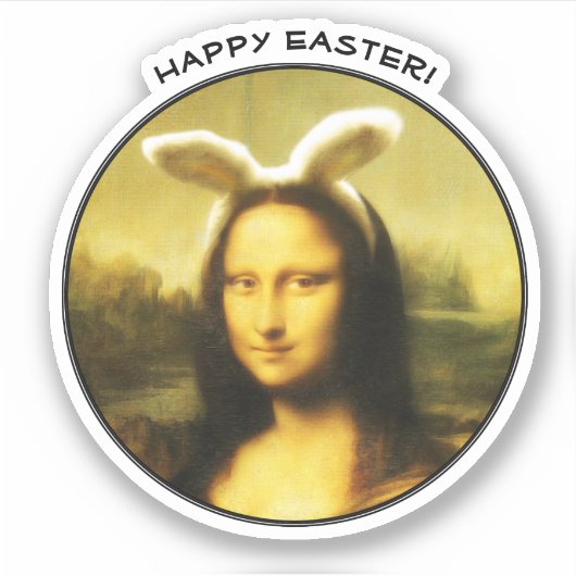 Mona Lisa Bunny Ears Easter Sticker (Voorkant)