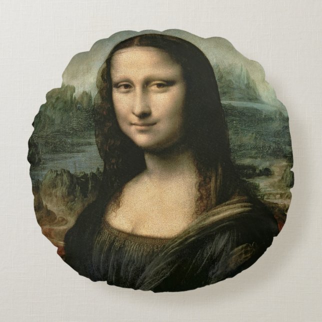 Mona Lisa, c.1503-6 2 Rond Kussen (Voorkant)